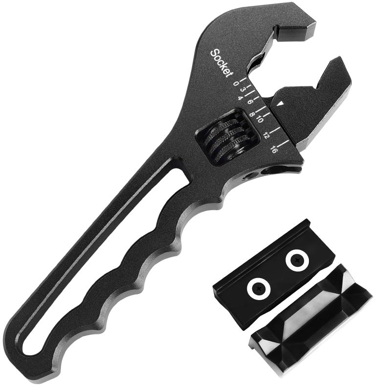 BRIFITOR AN Fittings Wrench 3AN-16AN Hose Fittings Adjustable Wrench For An Hose End Fittings Adapter Lightweight Aluminum Black (With 4"" Vise Jaws Pads) - Image 1